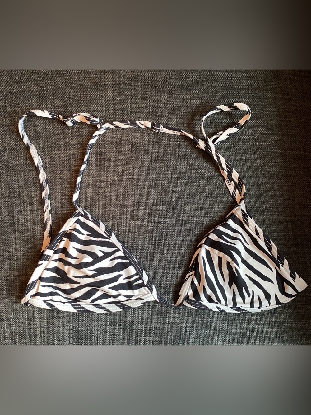 Garage Black and White Zebra Triangle Swim Top